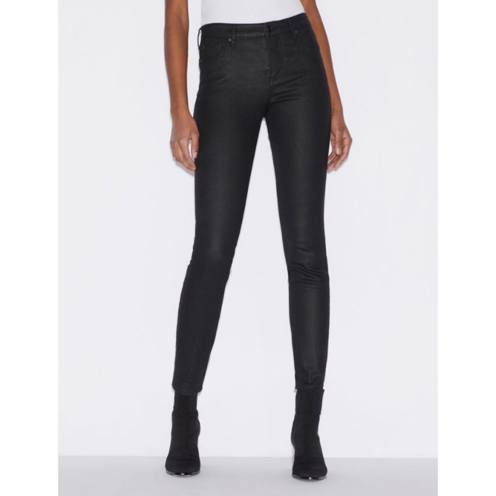 A/X Armani Exchange J01 Super Skinny Coated Black Jeans 29 - Picture 4 of 11